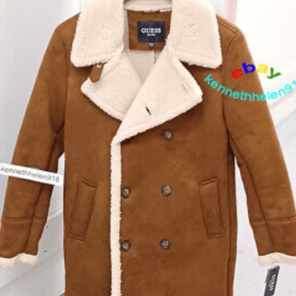 Beige/Brown Guess Faux Fur Jacket in medium (Brand New) - Picture 4 of 5
